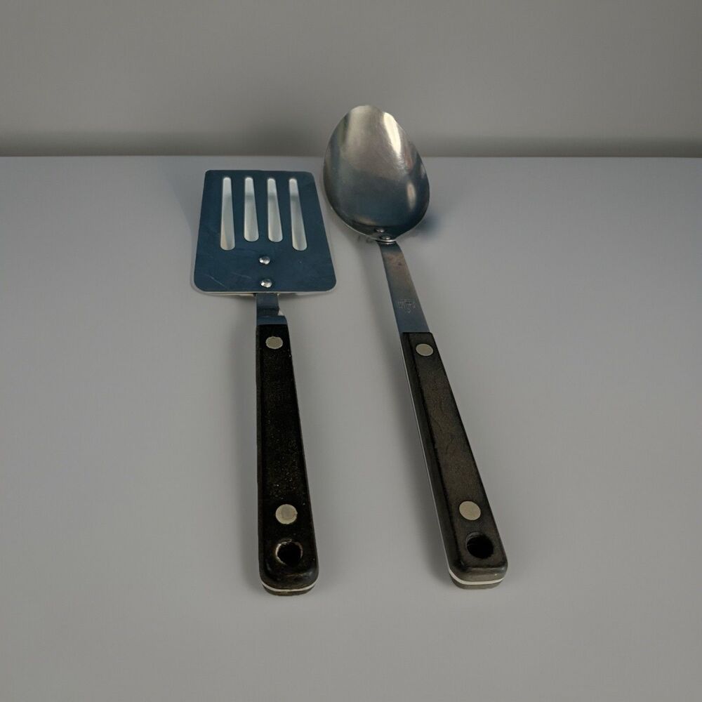 VTG Flint Arrowhead Set Spatula & Spoon Stainless Steel USA Kitchen Utensils